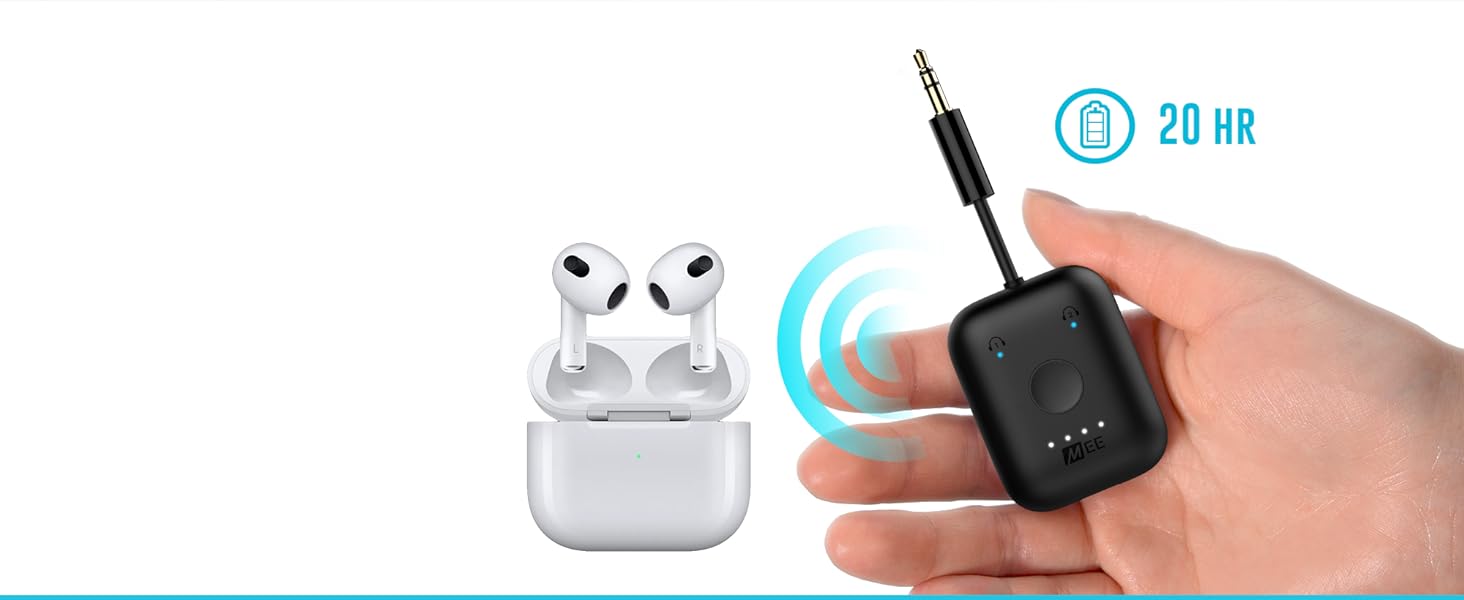 MEE audio Connect Air In-Flight Bluetooth Wireless Audio Transmitter Adapter for AirPods