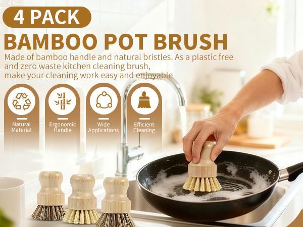 Bamboo dish brush set