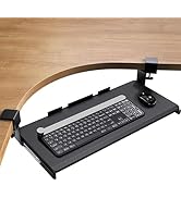 ErGear Keyboard Tray Under Desk, Corner Keyboard Tray with 45° Adjustable C Clamp for L Shaped De...