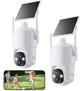 Dzees Solar Security Cameras Wireless Outdoor, 2K Battery Powered Security Camera, 360° PTZ Camer...