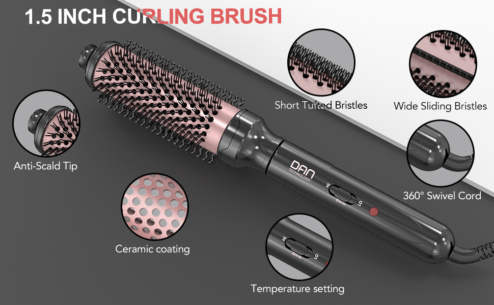 heated round brush,curling iron brush,thermal brush 1.5 inch,thermal brush