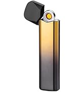 YOZWOO Electric Mini Plasma Lighter - Portable, USB Rechargeable, Windproof, Ultra-Thin with Char...