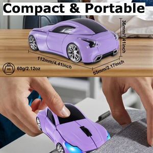 Wireless Car Mouse LED Light Optical Small Wireless Mouse for Laptop PC Kids Girls boy gift