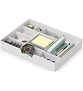Simple Houseware Drawer Organizer Tray with 9 Adjustable Compartments, White
