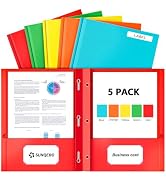 SUNQEBO 2 Pocket Folders with Prongs, 3 Prong Folders with Pockets Fit Letter Size Paper, Bright ...