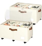 Shoe Organizer for Closet, 2 Pack Shoe Storage Organizer with Wheels and Adjustable Dividers, Sta...