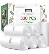 6 Gallon 330 Counts Strong Trash Bags Garbage Bags by Teivio, Bathroom Trash Can Bin Liners, Plas...
