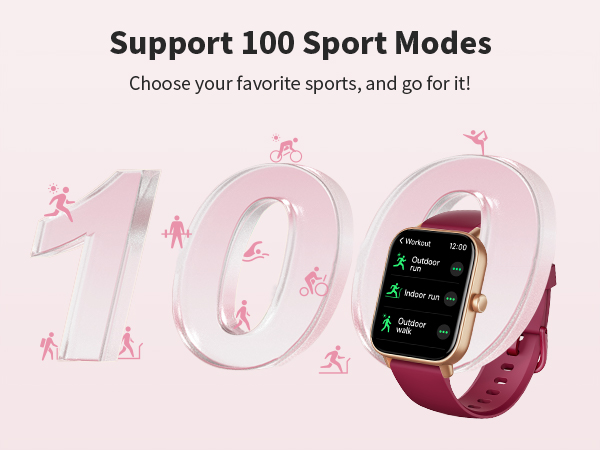 Pedometer, IP68 Waterproof Watches for Android iPhone, 101+ Sport Modes