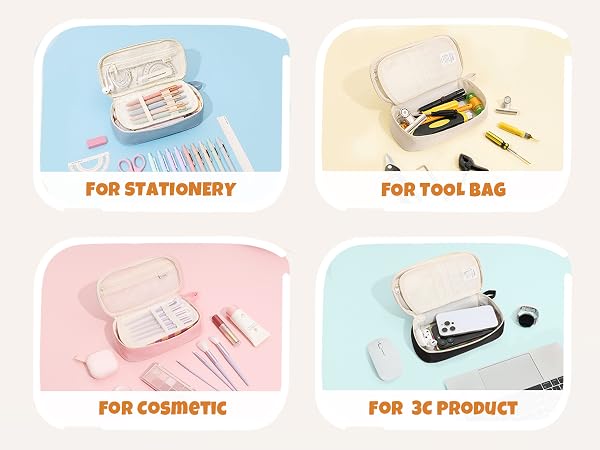 SUNEE Cute Pencil Case, Aesthetic Pen Pouch, Colored Large Pencil Bag with Zipper, Kawaii Stationery