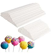 400 PCS Cake Pop Sticks Kit, 200 Each of 6 Inch &amp; 4 Inch White Lollipop Sticks, Paper Cake Pop St...