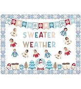 95Pcs Winter Bulletin Board Decoration Set Christmas Sweater Weather Classroom Decoration Kit Sno...