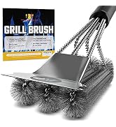 KP Grill Brush for Outdoor Grill – 3 in 1 BBQ Brush for Grill Cleaning &amp; Grill Scraper w/Smart Gr...