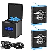 Suptig 2 Pack Batteries Compatible for GoPro Hero 8, GoPro Hero 7 Black, Hero 6, Hero 5 3-Channel...