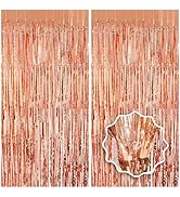 Rose Gold Party Birthday Decorations Foil Fringe Tinsel Curtain Backdrop Rosegold Groovy Party De...
