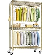 FUTASSI P3 Rolling Clothes Rack, Clothing Racks for Hanging Clothes, Heavy Duty Garment Rack with...