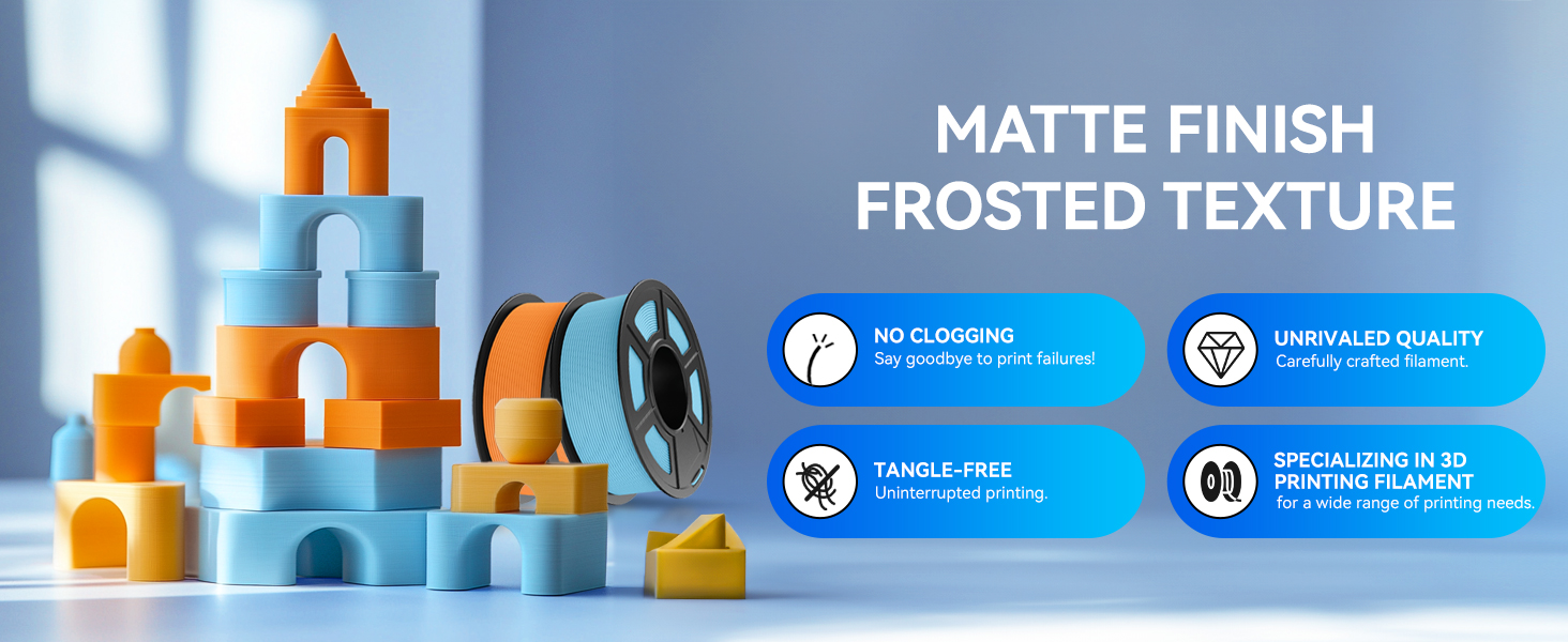 a 3d printed product with a blue background and a stack of blocks.