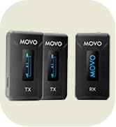 Movo WMX-2-DUO Wireless Lavalier Microphone Lapel Mic with Charging Case - Lav Mic - 7HR Battery ...