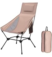 oilpus High Back Folding Camping Chair with Pillow, Lightweight Portable Chair for Adults, 2-in-1...