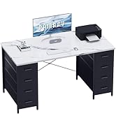 Pamray 47 Inch Computer Desk with 8 Fabric Drawers PC Gaming Desk Home Office Study Work Writing ...
