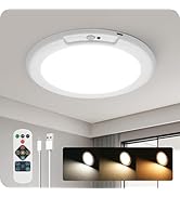 Rechargeable Motion Sensor Ceiling Light with Remote, Wireless Ceiling Light Battery Operated, No...