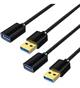 USB Extension Cable 3 ft, 2-Pack USB 3.0 Male to Female Extender Cord for USB Flash Drive, Card R...