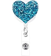 Heart Retractable Badge Holder, ID Card Clips, Badge Reel for Nurses Students Workers, Badge Hold...