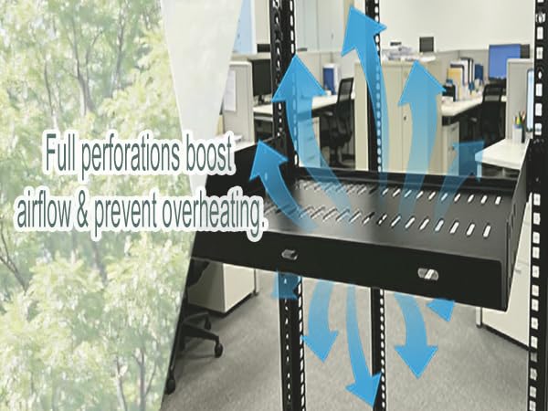1U vented cantilever rack mount tray