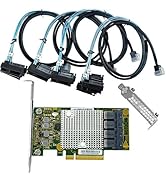 SAS HBA Card Compatible with LSI 9305-16i IT Mode PCIe SATA Expansion Card, 16-Port 12Gbs PCIe 3....