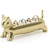 Umbra Ali Cat Ring Holder, Jewelry Storage, Holds 9 Rings, Gold | Metal construction, velvet padd...