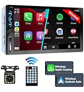 Double Din Car Stereo with Wireless Carplay,Wireless Android Auto,7 inch Touch Screen Radio with ...