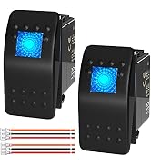 Joinfworld Marine Rocker Switch 12V 24V Lighted Rocker Switch 12 Volt 20A Blue LED 3 Pin SPST ON/...