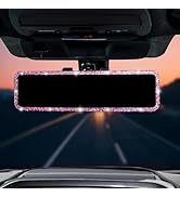 JOYTUTUS Bling Car Rear View Mirror, Universal 11.81 Inch Panoramic Rearview Accessories with Bli...