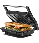 Panini Press Grill, Aigostar 1000W Sandwich Maker with Ceramic Non-stick Plates, Opens 180 Degree...