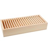 VILLCASE Wooden Name Badge Holder, ID Badge Tray Organizer Name Tag Holders, Wood Card Storage Ca...