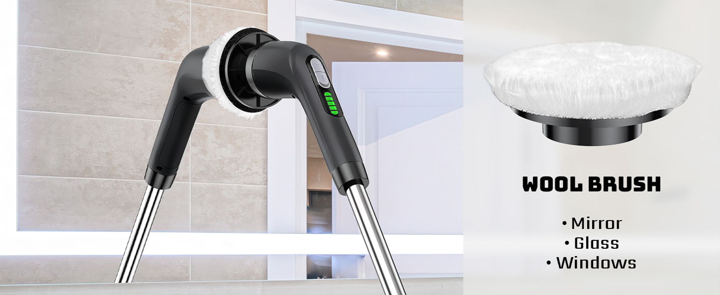 Wool brush for mirror, glass, windows