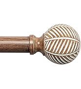 Wood Curtain Rods for Windows: 1 Inch Diameter Adjustable Drapery Rods 48" to 86", Decorative Win...