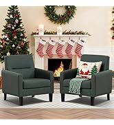Accent Chairs Set of 2, Mid Century Modern Living Room Chairs Comfy Reading Chair with Upholstere...