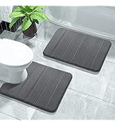 Yimobra Memory Foam Bath Mat Set, 2 Pieces Soft Bathroom Rugs,17x24 and 24x20.4 U-Shaped for Bath...