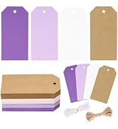 G2PLUS Gift Tags with String, 4 Colors Gradient Purple Gift Tags, 120PCS Blank Paper Hanging Labe...