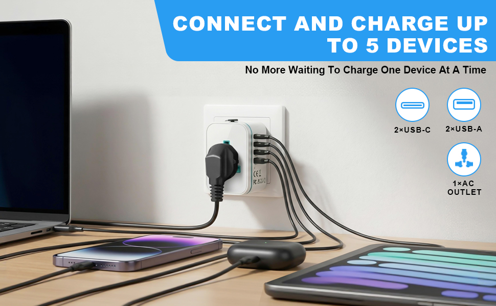 connect and charge up to 5 devices