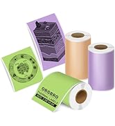 ORGBRO Green/Purple/Orange Self-Adhesive Thermal Paper, Sticker Paper for X3 Portable Sticker Pri...