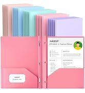 Habgp Plastic Folders with Pockets and Prongs, Heavy Duty 20 Pack 2, Letter Size File Pocket Fold...