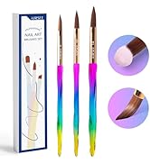 AIRSEE 3PCS Acrylic Nail Brush Set Size 8/10/14 Professional Nail Brushes for Acrylic Application...