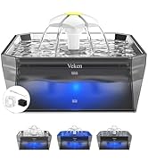 Veken Small Pet-Friendly Half Stainless Steel Cat Water Fountain with Quiet Pump, Easy to Clean &amp;...