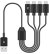 Duttek Micro USB Multi Charging Cable 1.5FT, Micro USB Splitter Cable, USB2.0 Type A Male to Four...
