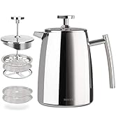 Secura French Press Coffee Maker, 17-Ounce, 18/10 Stainless Steel Insulated Coffee Press with Ext...