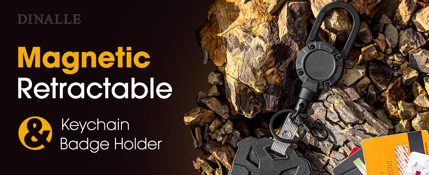DINALLE Magnetic Retractable Keychain and Badge Holder