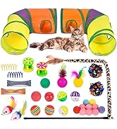 Retro Shaw 33Pcs Cat Toys with Tunnels, Interactive Kitten Toys for Indoor Cats Kitty, Collapsibl...