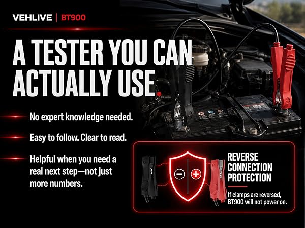 BT900 battery tester with reverse connection protection