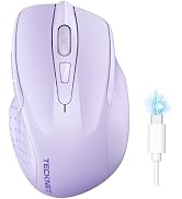 TECKNET Wireless Mouse (BT5.0/3.0 &amp; 2.4G) Rechargeable 4800 DPI Silent Mouse 8 Buttons Bluetooth ...